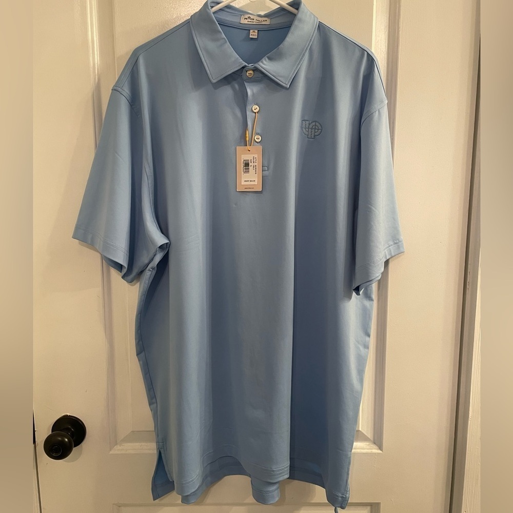 Peter Millar Summer Comfort Polo Shirt Columbia Blue Performance NEW WITH TAGS